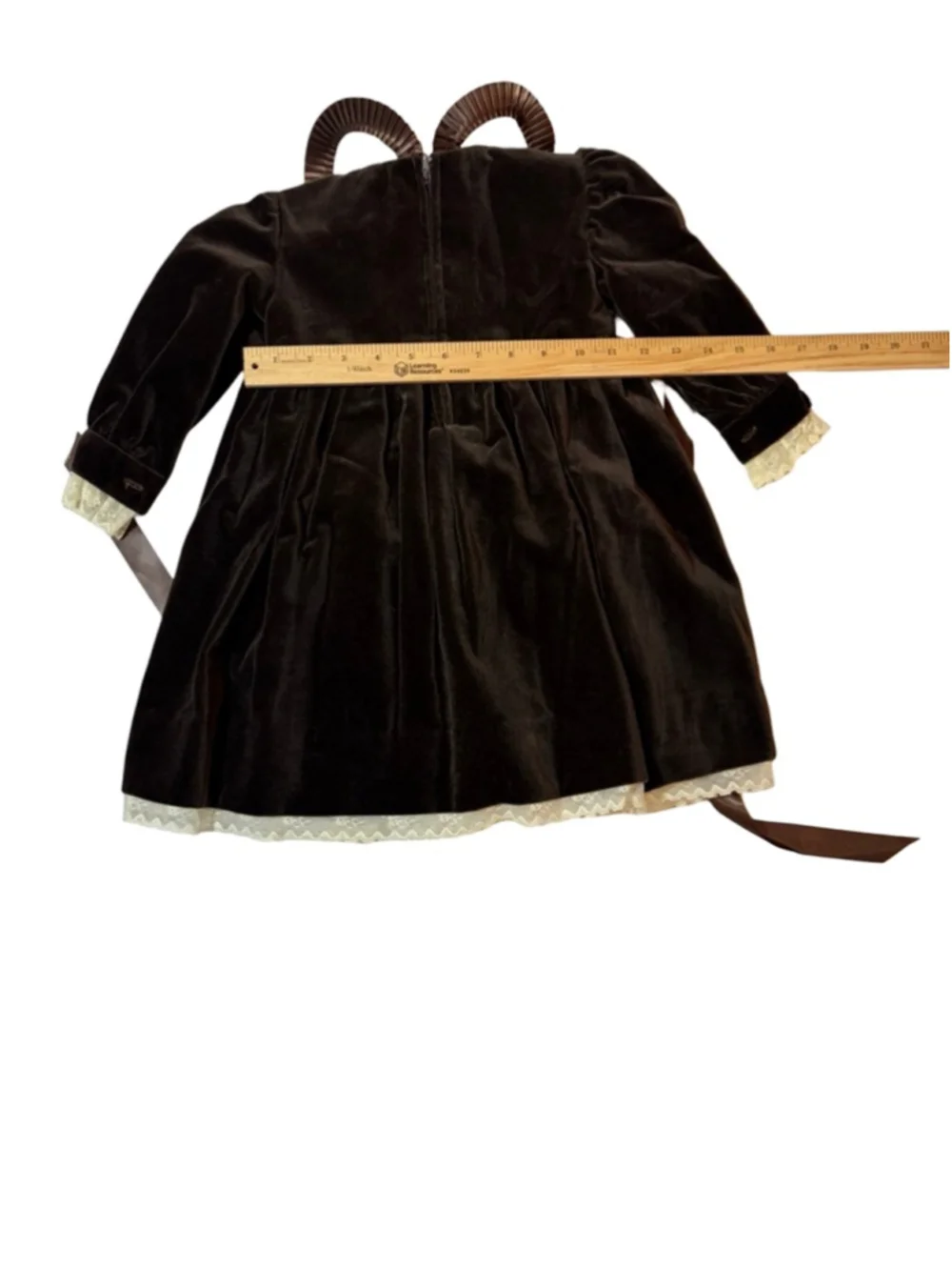 Chiaretta G Roma Velvet Dress Brown Cream Peter Pan Collar Pageant Holiday